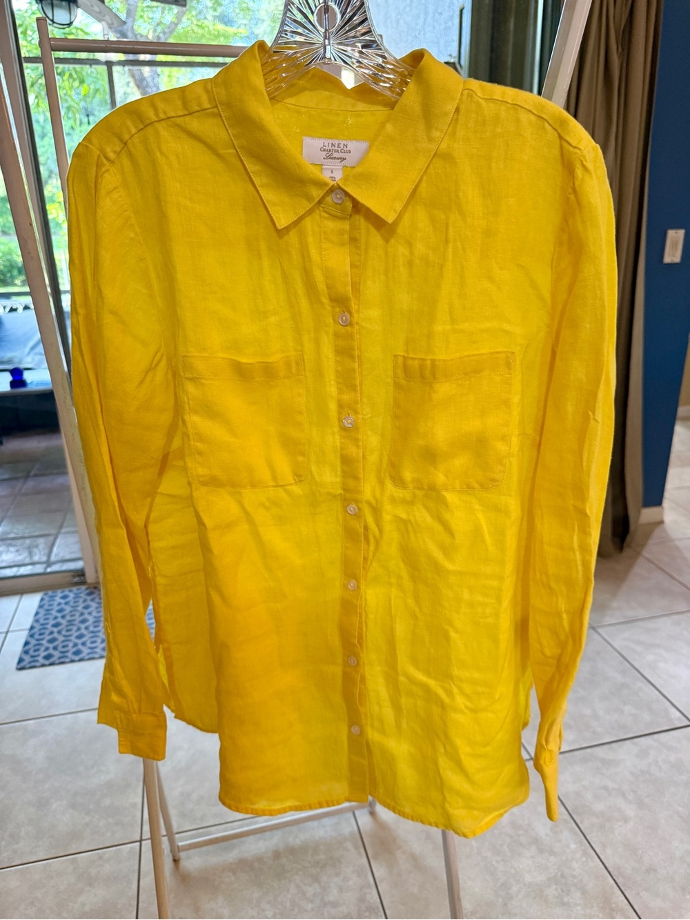 Charter Club Yellow Linen Button-Down Shirt